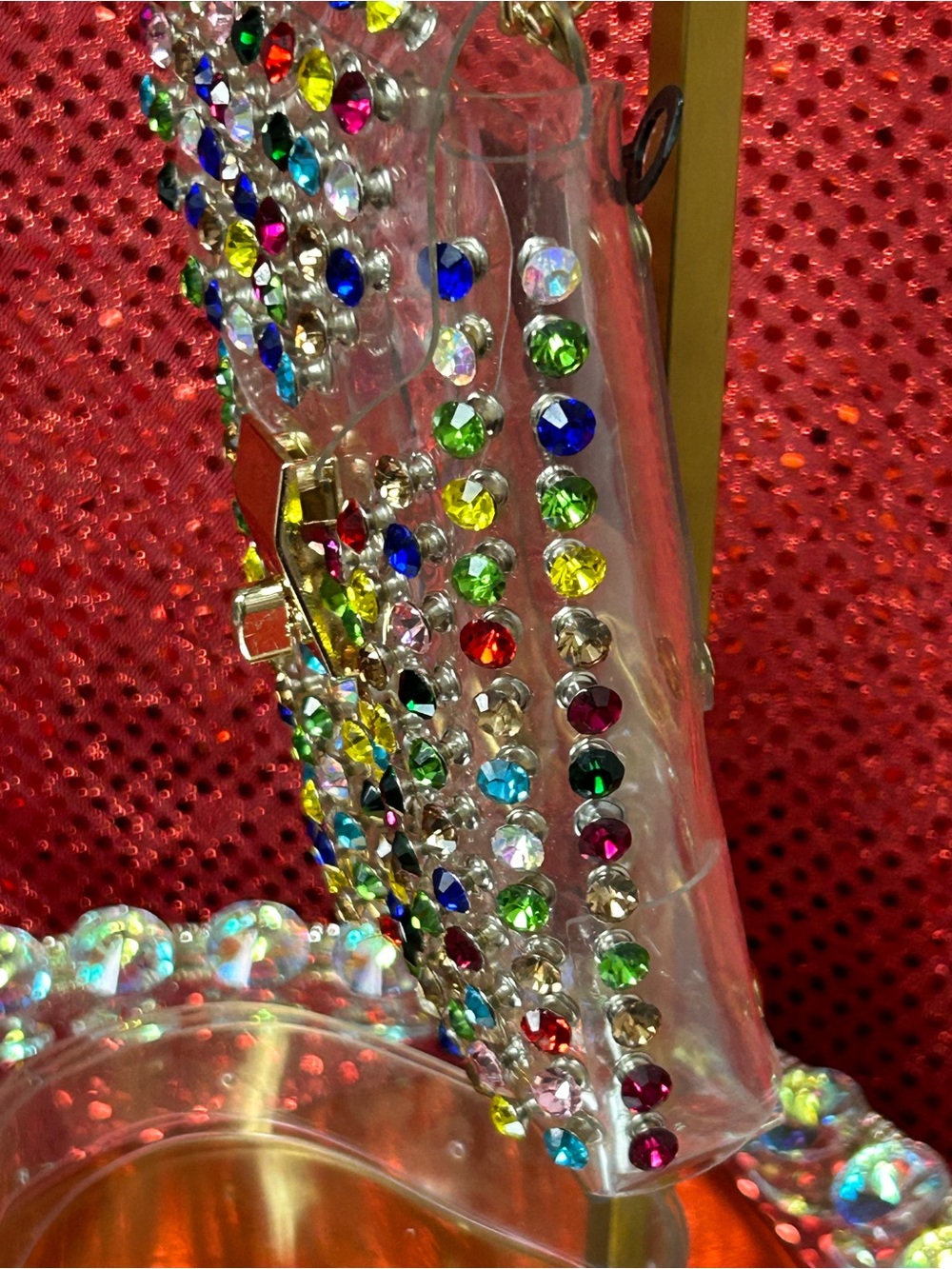 Nicole Clear Multi-Color Rhinestone Phone Crossbody Bag - Approx. 4.5 x 7 - Picture 6 of 12